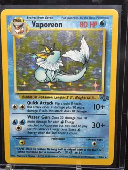 Pokemon TCG Vaporeon Jungle Set Holo Rare Card 12/64 Excellent Condition - Image 2
