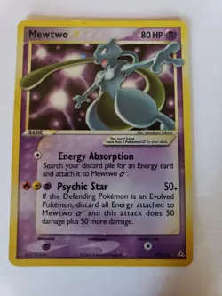 Mewtwo Gold Star 103/110 EX Holon Phantoms Pokemon Card Ungraded Moderate Play - Image 1