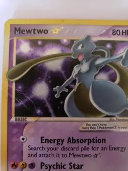 Mewtwo Gold Star 103/110 EX Holon Phantoms Pokemon Card Ungraded Moderate Play - Image 2
