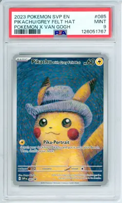 Pokemon Pikachu With Grey Felt Hat SVP 085 Promo Card x Van Gogh MINT PSA 9 - Image 1