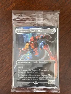 Magic the Gathering Spectacular Spider-Man Card Marvel Legends Battle Damage New - Image 1