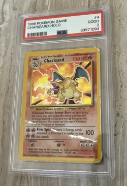 1999 POKEMON BASE SET UNLIMITED #4 CHARIZARD-HOLO PSA 2 - Image 1