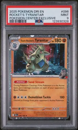2025 POKEMON DESTINED RIVALS POKEMON CENTER #096 TEAM ROCKET'S TYRANITAR PSA 9 - Image 3
