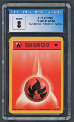 Pokemon Cards - CGC 8 1st Edition Fire Energy 128/132 - Gym Heroes - PSA BGS - Image 1