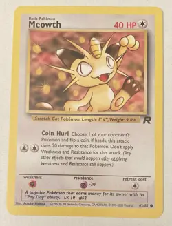 Pokemon | Meowth - Team Rocket 62 Regular / Common - Vintage WOTC Card - NM - Image 3