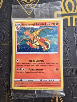 Pokemon TCG Special Delivery Charizard Promo SWSH075 Holo Card NM Sealed - Image 1
