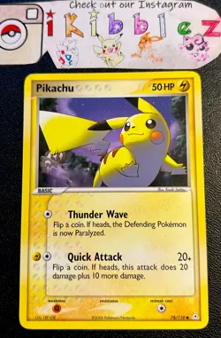 Pikachu 78/110 LP Non Holo Starry Night Art 2006 Holon Phantoms Pokemon Card! - Image 1