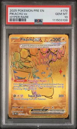 2025 Pokemon Pikachu EX Hyper Rare Card PSA 10 Gem Mint - Image 2