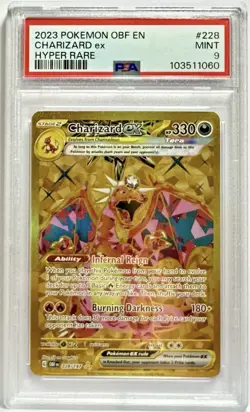 PSA 9 GEM MINT 2023 POKEMON CHARIZARD EX OBSIDIAN FLAMES 228/197 HYPER RARE - Image 1