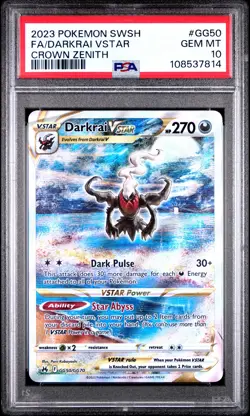 2023 POKEMON SWORD & SHIELD CROWN ZENITH #GG50 FULL ART/DARKRAI VSTAR PSA 10 - Image 1