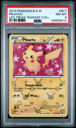 2013 POKEMON B&W LEGEND TREASURES RADIANT COLL #RC7 PIKACHU PSA 8 - Image 1