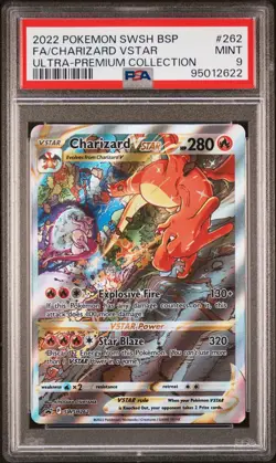 2022 POKEMON SWSH BLACK STAR PROMO #262 FULL ART/CHARIZARD VSTAR PSA 9 - Image 1
