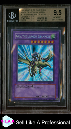 GAIA THE DRAGON CHAMPION YU-GI-OH SR LOB EYES WHITE DRAGON LOB-125 ENG BGS 9,5 - Image 1