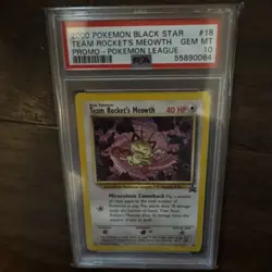 PSA 10 Team Rocket’s Meowth 18 2000 Pokemon Card Graded Black Star Promo WOTC - Image 1