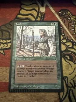 Mtg Magic Fallen Empires Tracker Misprint Error Full Crimp Card - Image 1