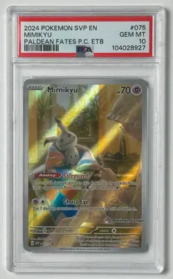 MIMIKYU SVP 075 POKEMON CENTER STAMPED PALDEAN FATES PSA 10 POKEMON CARD - Image 4