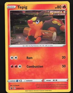 Tepig SWSH172 Cosmos Holo Pokemon SWSH: Sword & Shield Promo Cards NM - Image 1