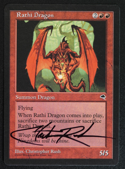 Rathi Dragon SIGNED Christopher Rush Magic: the Gathering Card Tempest MTG - Image 1