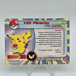 Pikachu 25 Topps Pokemon TCG 1999 TV Animation Series Blue Label Vintage Card HP - Image 5