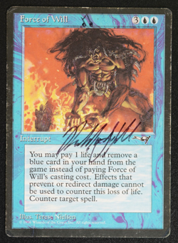 Force of Will SIGNED Richard Garfield Altered Doodle Magic Card Alliances MTG - Image 1