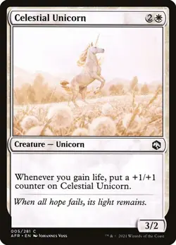 (1x) FOIL CELESTIAL UNICORN -Forgotten Realms - MTG Magic the Gathering Card - Image 1