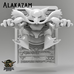 Pokemon 3D Printed Card - ALAKAZAM - Image 1
