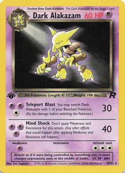 Pokemon Card Dark Alakazam Team Rocket 1st Edition Rare 18/82 Near Mint - Image 1