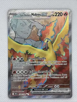 Pokemon TCG Destined Rivals Team Rocket's Moltres EX Full Art Card 208/182 - Image 1