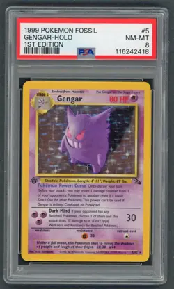 Pokemon Cards - PSA 8 1st Edition Gengar 5/62 - Fossil Set - NM-MT - PSA8 - Image 1