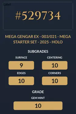 ACE 10 Pokemon Card Mega Gengar EX 003/021 Starter Set Gengar EX Japanese 2025 - Image 3