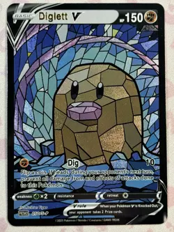 Diglett CUSTOM Stained Glass Holo Van Gogh Shiny Card For Display Only - Image 1