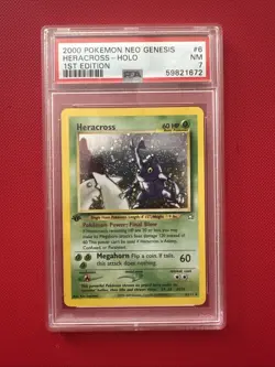 Pokemon TCG Heracross Neo Genesis First Edition PSA 7 - Image 1