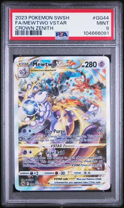 2023 POKEMON SWORD & SHIELD CROWN ZENITH #GG44 FULL ART/MEWTWO VSTAR PSA 9 - Image 1