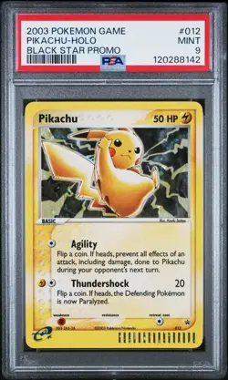Pokemon TCG Pikachu Holo #012 PSA 9 Black Star Promo 2003 Pokemon Game - Image 1