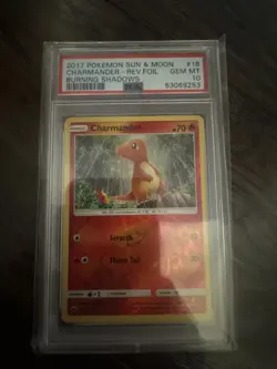 2017 Pokemon Charmander Burning Shadows Reverse Holo 18/147 PSA 10 Gem Mint - Image 1
