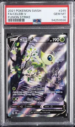 2021 POKEMON SWORD & SHIELD FUSION STRIKE #245 FULL ART/CELEBI V PSA 10 - Image 1