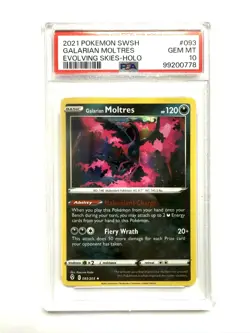 2021 Pokemon SWSH Evolving Skies Galarian Moltres Holo #093/203 PSA 10 - Image 1