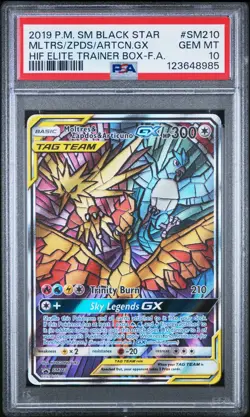 Pokemon TCG Moltres & Zapdos & Articuno GX SM210 PSA 10 Hidden Fates ETB Promo - Image 1