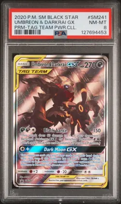 Pokemon Umbreon & Darkrai GX Black Star Promo SM241 Sun and Moon PSA 8 - Image 1