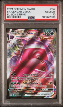 2021 POKEMON SWORD & SHIELD FUSION STRIKE #157 FULL ART/GENGAR VMAX PSA 10 - Image 1
