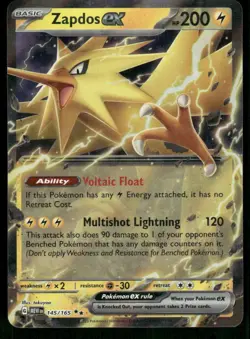 Zapdos ex - 145/165 Double Rare Holo NM Pokemon SV: Scarlet & Violet 151 - Image 1