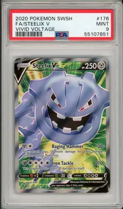 2020 Pokemon SWSH Vivid Voltage Steelix V FA #176 PSA 9 - Image 1