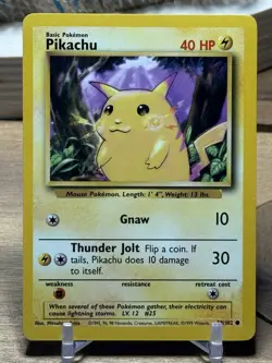 Pokemon Card Pikachu 58/102 Yellow Cheeks Base Set Unlimited Vintage Pokemon NM - Image 1