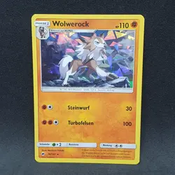 Wolwerock 76/147 Cracked ICE Holo rare S&M Pokemon Card 2017 TCG Burning Shadows - Image 1