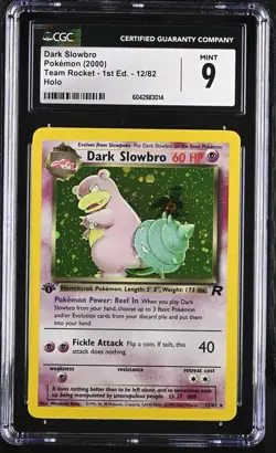CGC 9 Dark Slowbro 1st edition 12/82 Team Rocket 2000 holo Pokemon graded card - Image 1