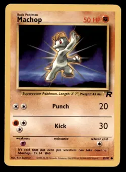 4X Pokemon Card Machop Team Rocket 59/82 LIGHTLY PLAYED Non-Holo Common TCG!!!!! - Image 1