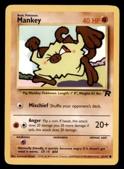 4x Pokemon Card Mankey Team Rocket 61/82 LIGHTLY PLAYED Non-Holo Common TCG!!!!! - Image 1