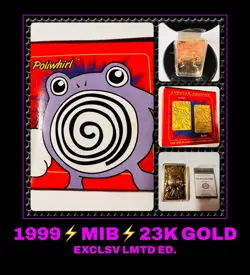 VTG 1999 23K Gold MIB POLIWHIRL #61 Pokemon trading card Burger King LMTD ED COA - Image 1
