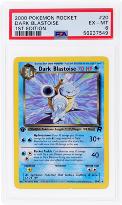 2000 Pokemon Team Rocket Dark Blastoise 1st Edition #20 PSA 6 - Image 1