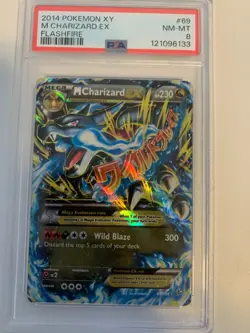 2014 POKEMON XY FLASHFIRE #69 M CHARIZARD EX PSA 8 - Image 1